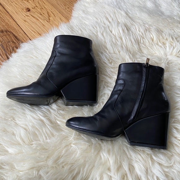 Robert Clergerie Black Toots Leather Wedge Ankle Boots 37 - Picture 9 of 16
